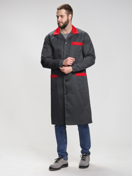 Халат ТЕХНОЛОГ (т.серый/красный)