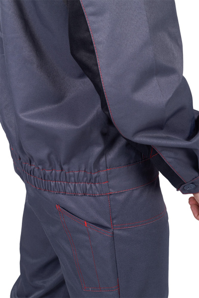 Костюм КМ-10 ЛЮКС летний с ПК (серый/красный)