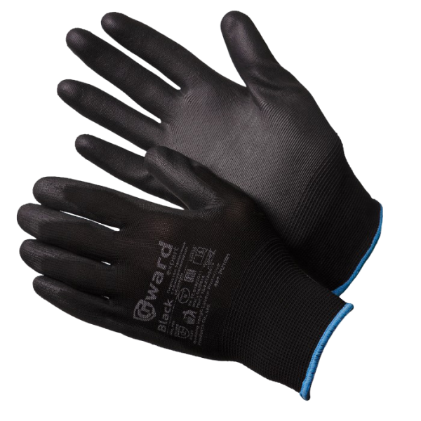 Перчатки BLACK нейлоновые с полиуретановым покрытием (черный)
