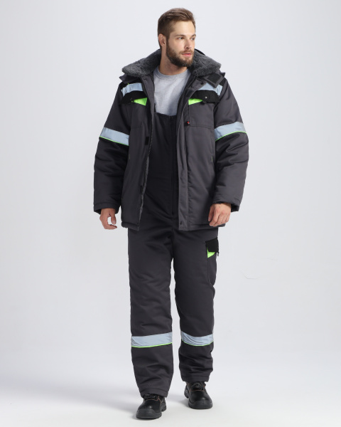 Костюм ХОВАРД зимний с ПК (т.серый/черный/лимонный)