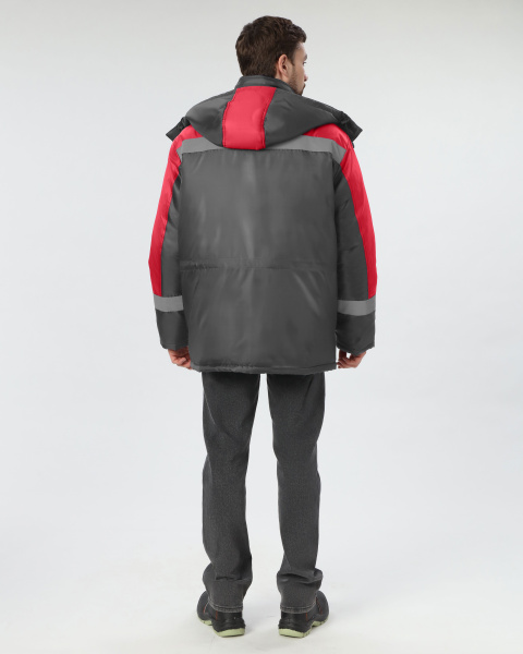 Куртка ЛИГОР СОП зимняя (т.серый/красный)