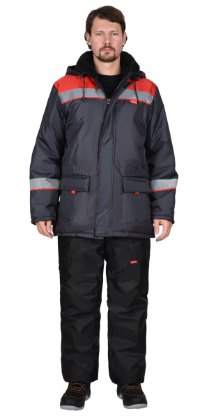 Куртка СИРИУС-БРИГАДИР зимняя (т.серый/красный)