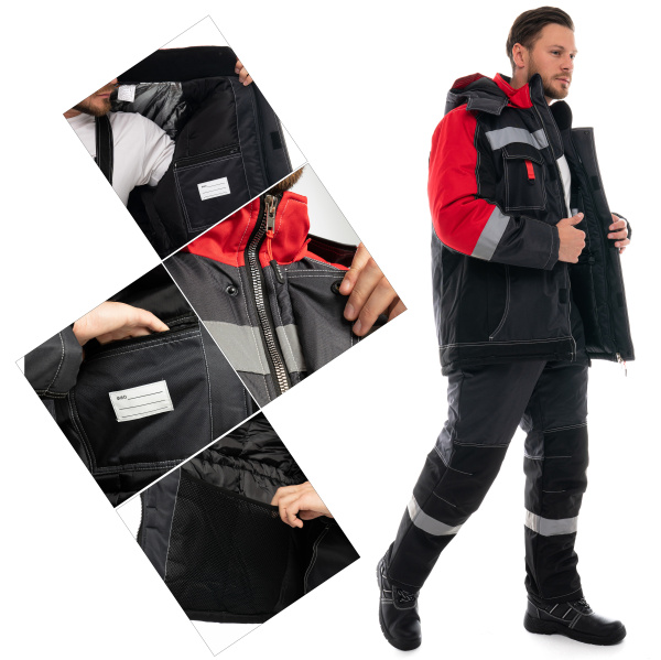 Костюм ЮКОН-МЕМБРАНА зимний с БР (т. серый/черный/красный)