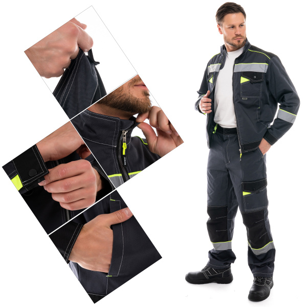 Костюм КОРВЕТ КОТТОН КБ1 с БР (т.серый/черный/лимон)