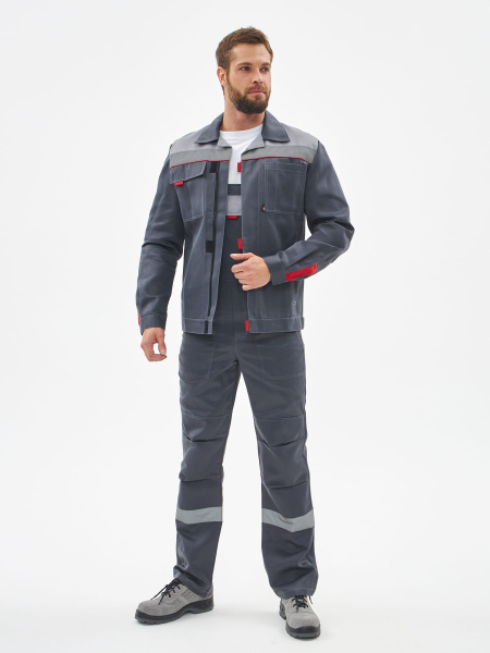 Костюм ФАВОРИТ-2 IMP усиленный с ПК (т.серый/серый/красный)