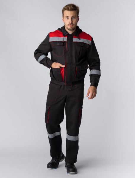 Костюм НЕЙЧ-2 СОП с капюшоном с ПК (черный/красный)