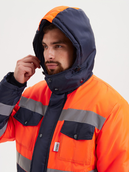 Костюм сигнальный зимний с ПК (оранжевый/т.синий)