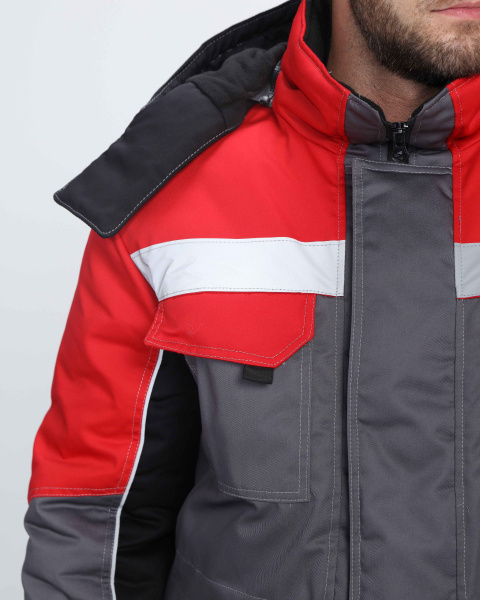 Костюм ЗИМНИК зимний с ПК (т.серый/черный/красный)