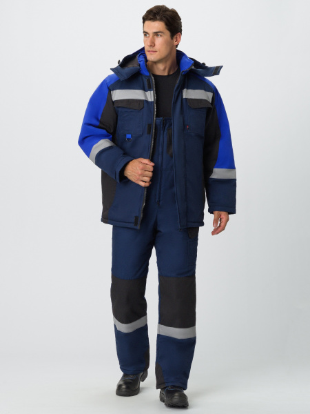 Костюм ВЕКТРОН-2 СОП зимний с ПК (т.синий/черный/васильковый)