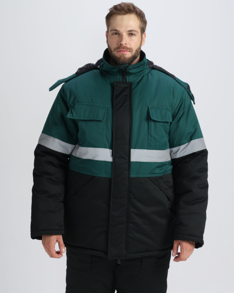 Костюм НОРДХАРД-2 СОП У. зимний с ПК (черный/т.зеленый)