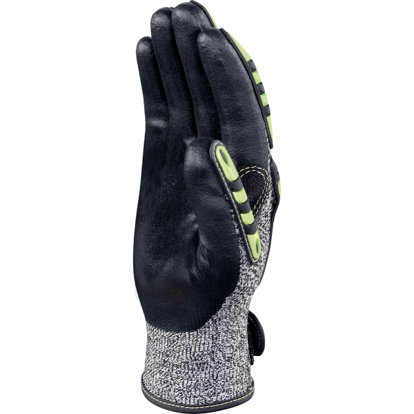 Перчатки трикотажные EOS NOCUT VV910 порезостойкие с нитриловым покрытием (желтый/серый/черный)