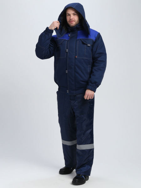 Куртка ФЛОФТ ПРЕМИУМ зимняя укороченная (т.синий/васильковый/серый)