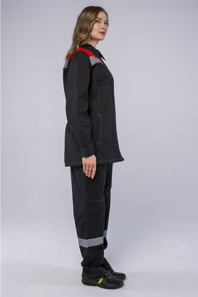 Костюм женский Смена, брюки, т.серый/красный