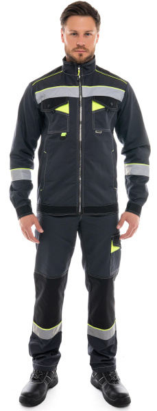 Костюм КОРВЕТ КОТТОН КП2 с КП (т.серый/черный/лимон)