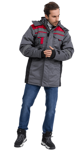 Куртка RONTA KR585 зимняя с СОП (т.серый/красный/черный)