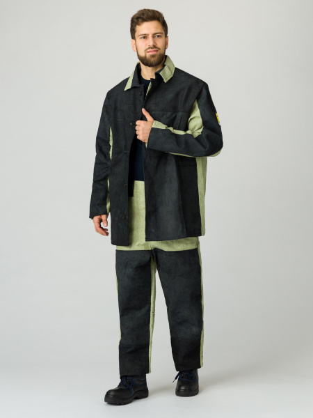 Костюм сварщика А5 комб. 2 кл.защиты с БР (черный/бежевый)