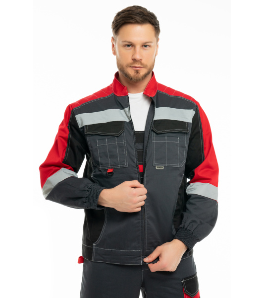 Костюм ФОРМУЛА КОТТОН ФП2 с ПК (т.серый/красный/черный)