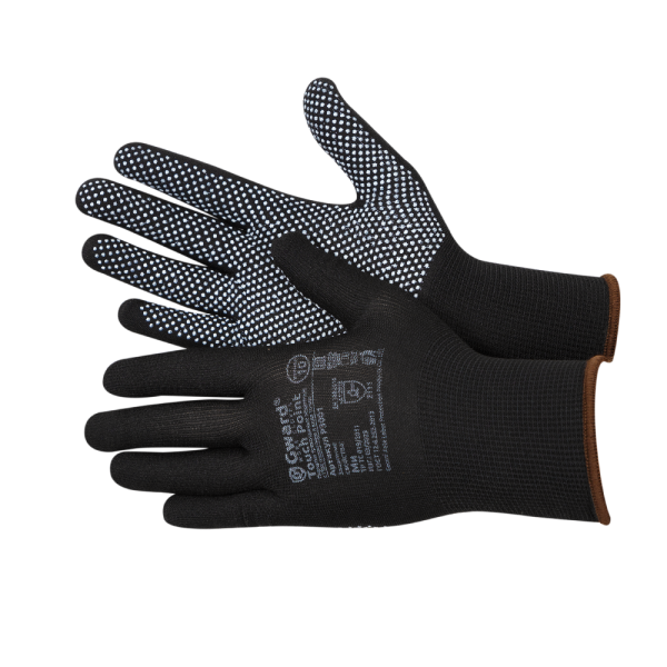 Перчатки TOUCH POINT нейлоновые с микроточечным покрытием (черный)