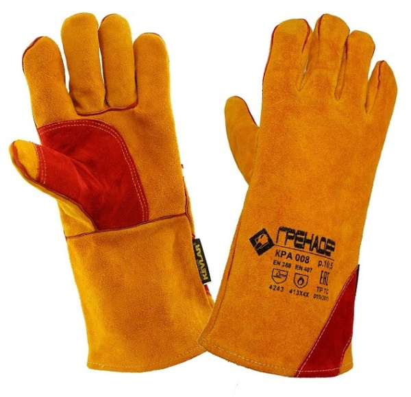 Краги ГРЕНАДЕР КРА008 спилковые с усилением и подкладкой (желтый)