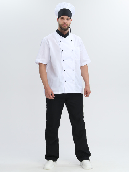 Костюм повара ШОКОЛАД с коротким рукавом (черный/белый)