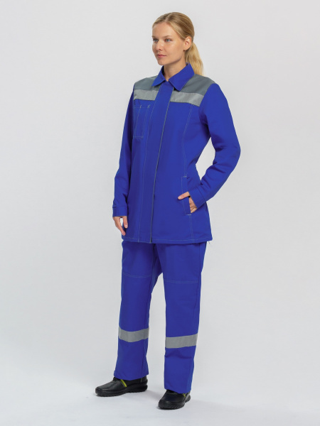 Костюм СМЕНА женский с БР (васильковый/серый)