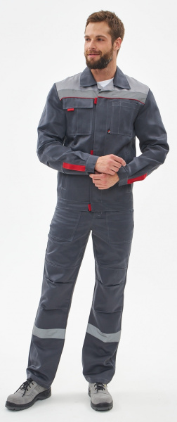 Костюм ФАВОРИТ-2 IMP усиленный с ПК (т.серый/серый/красный)