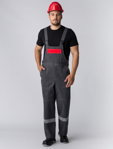 Костюм ЛИПЕЦК СОП с ПК (т.серый-меланж/красный)