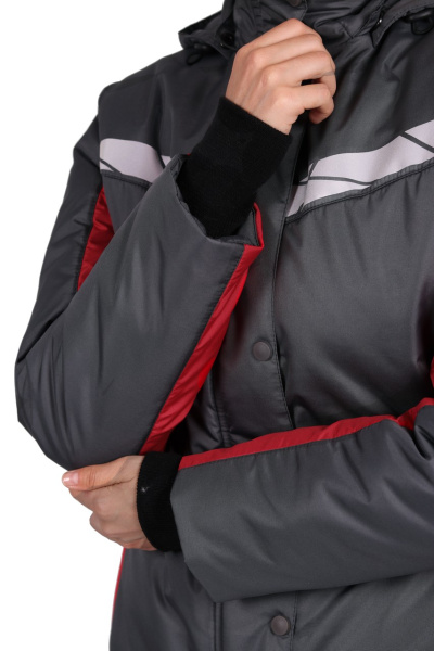 Куртка ВИРАЖ НЕО женская зимняя (т.серый/красный)