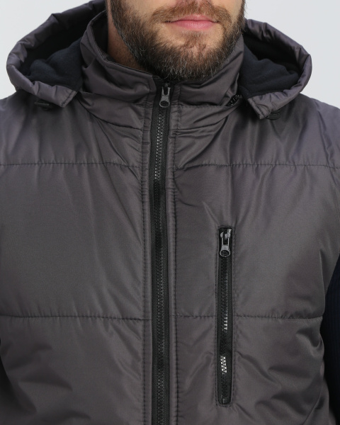 Жилет РЕЗКО зимний с капюшоном (т.серый)