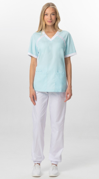 Блуза БЕРТИ женская (голубой/белый)