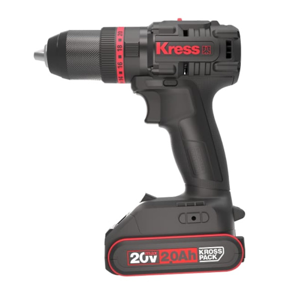 Аккумуляторная ударная дрель-шуруповерт KRESS KUC30.1 20В 60Нм 2х2А/ч