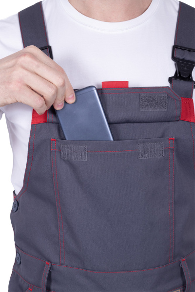 Полукомбинезон ХАЙ-ТЕК SAFETY (серый/красный)