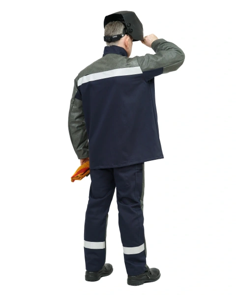 Костюм сварщика ОНИКС СОП 3 кл.защиты с силикон.накладками с БР (т.синий)