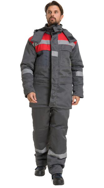 Куртка RONTA KR241 зимняя (т.серый/красный)