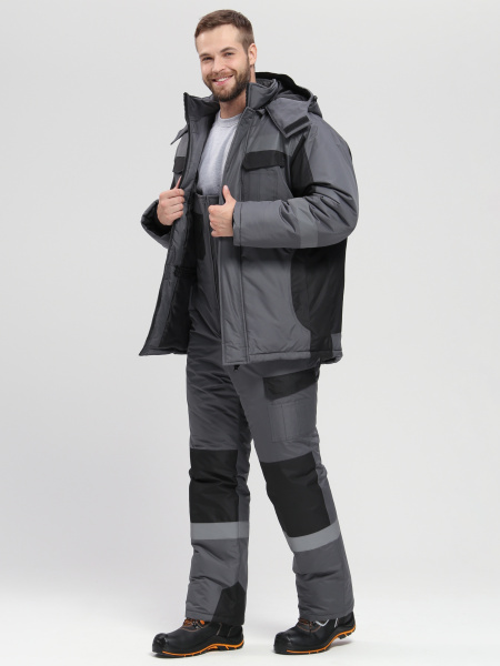 Костюм ВЕКТРОН-2 СОП зимний с ПК (т.серый/черный)