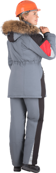 Куртка ХАЙ-ТЕК женская зимняя (серый/красный/черный)