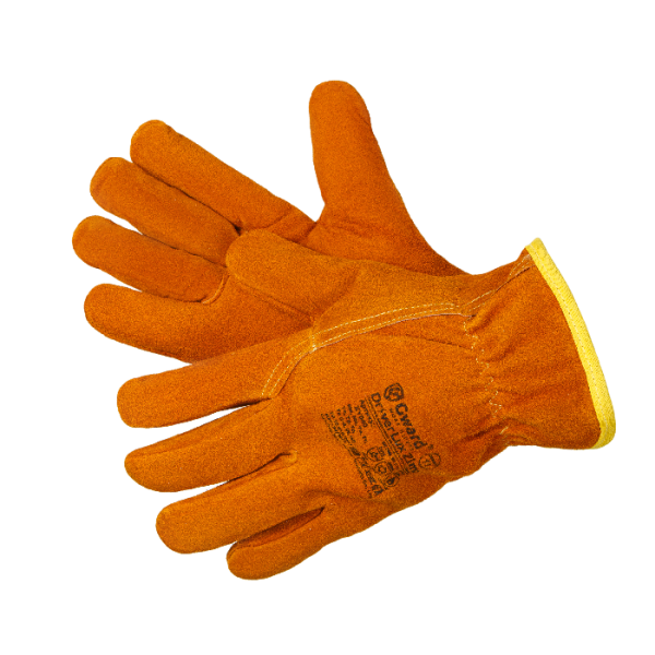 Перчатки DRIVER LUX ZIMA из спилка утеплитель мех-мутон (оранжевый)