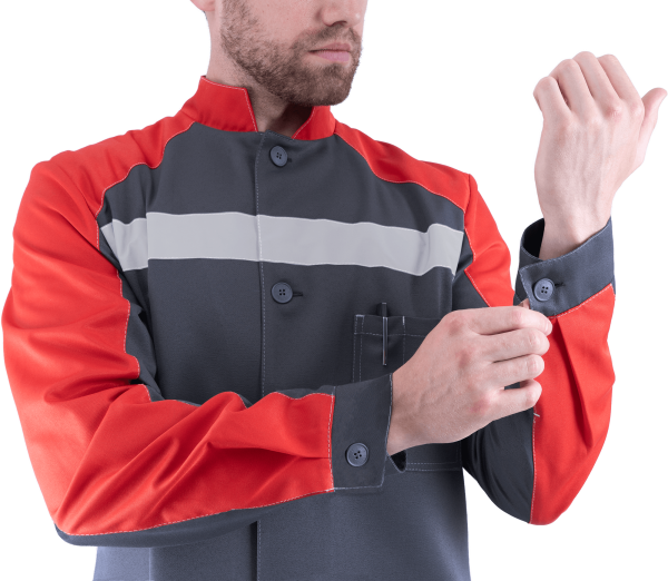 Халат РОУД (серый/красный)