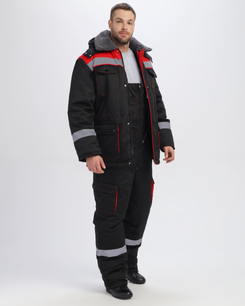 Костюм НЕЙЧ-ПРЕМИУМ CH зимний с ПК (черный/красный)