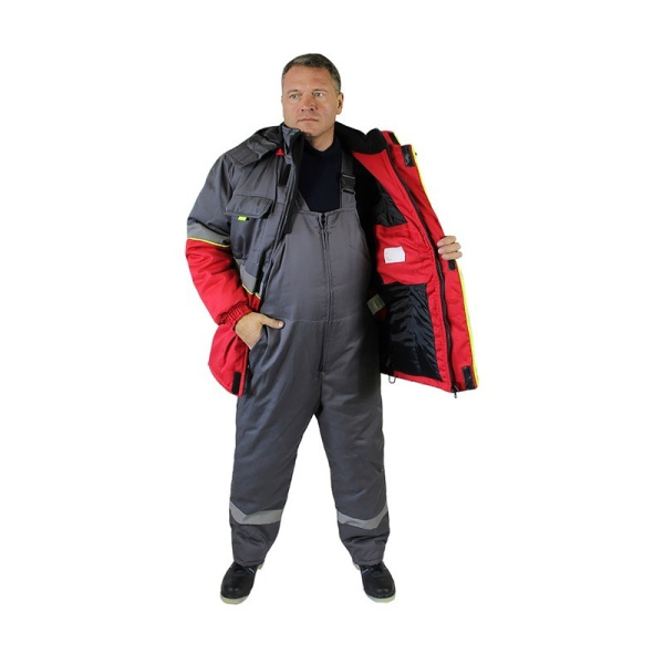 Куртка СЕВЕРНАЯ ШИРОТА зимняя (красный/серый)