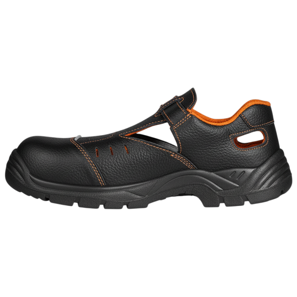 Полуботинки МАСТЕР ПУ кожаные с перфорацией с МП (черный/оранжевый)