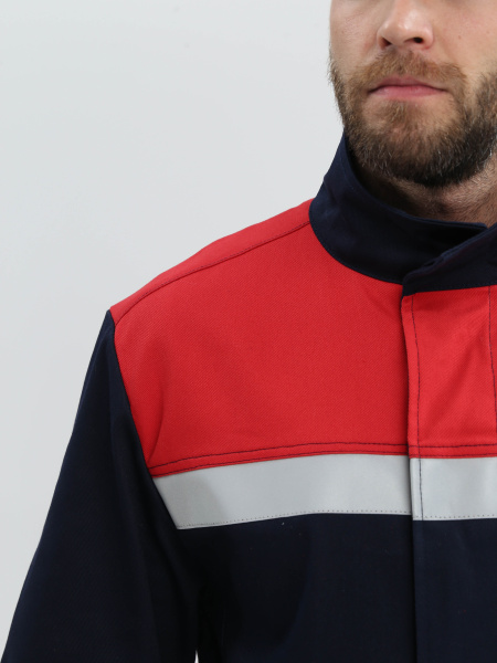 Костюм сварщика ВЕЛДСВАР-СОП 1 кл.защиты с БР (т.синий/красный)