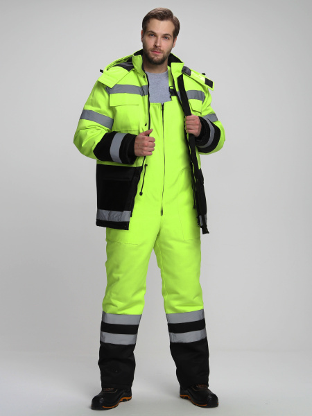 Костюм ДОРОЖНИК-УЛЬТРА зимний с ПК (лимонный/черный)