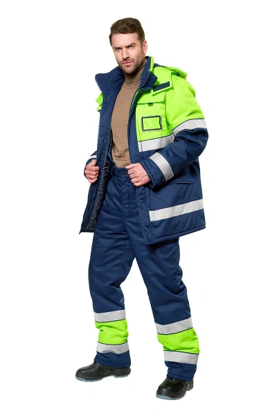 Костюм ИЛИОН зимний сигнальный с БР (т.синий/желтый)