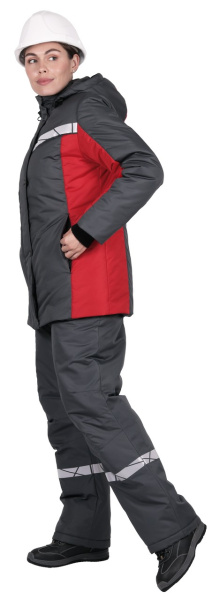Куртка ВИРАЖ НЕО женская зимняя (т.серый/красный)