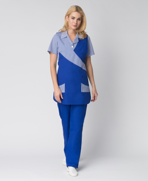 Костюм УТРО женский (васильковый/полоска)