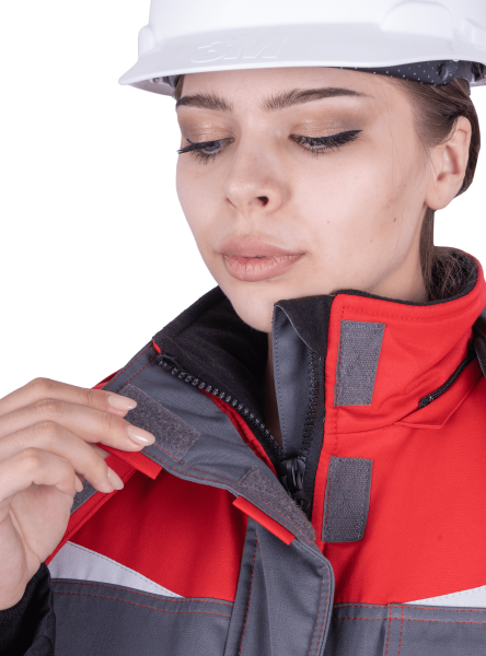 Костюм КМ-10 ЛЮКС жен. зимний 3-4 класс c БР (серый/красный)