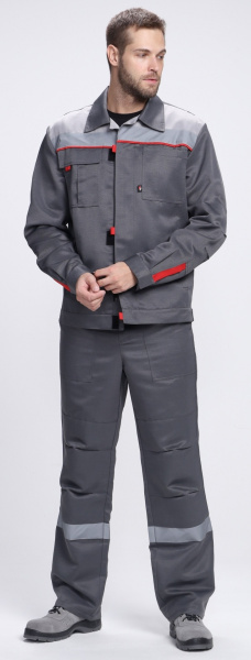 Костюм ФАВОРИТ-1 СОП IMP с БР (т.серый/серый/красный)