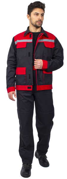 Костюм ПРЕСТИЖ с ПК (т.серый/красный)