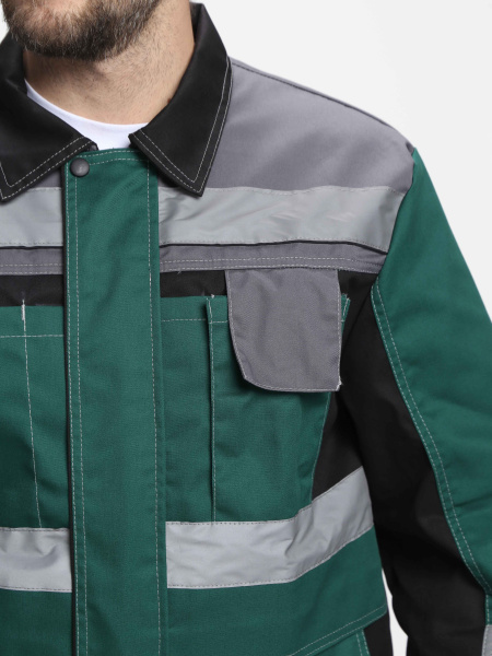 Костюм ВИВАТ-1 ПРЕМИУМ с БР (зеленый/черный/серый)